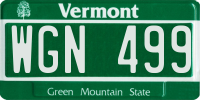 VT license plate WGN499