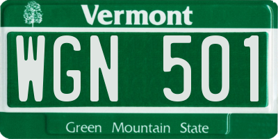 VT license plate WGN501