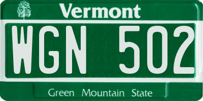 VT license plate WGN502