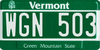 VT license plate WGN503