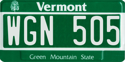 VT license plate WGN505