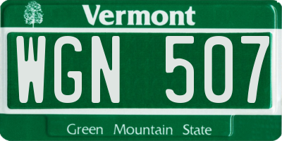 VT license plate WGN507