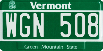 VT license plate WGN508
