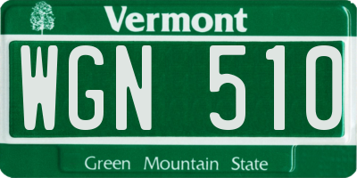VT license plate WGN510