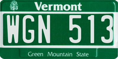 VT license plate WGN513
