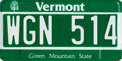 VT license plate WGN514