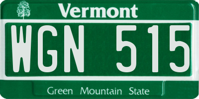 VT license plate WGN515