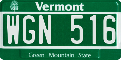 VT license plate WGN516