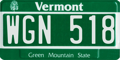 VT license plate WGN518
