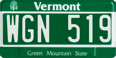 VT license plate WGN519