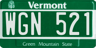VT license plate WGN521