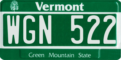 VT license plate WGN522