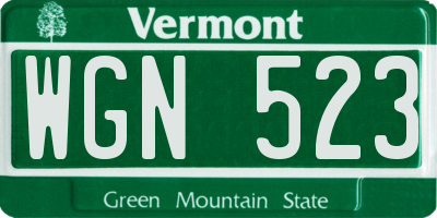 VT license plate WGN523