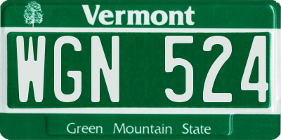 VT license plate WGN524
