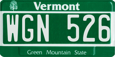 VT license plate WGN526