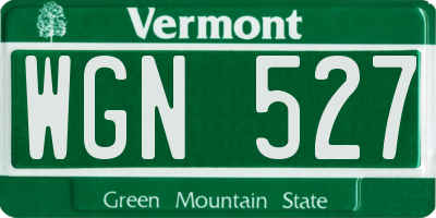 VT license plate WGN527