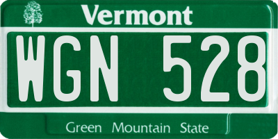 VT license plate WGN528