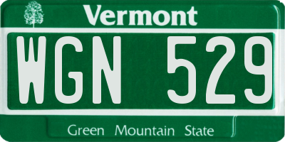 VT license plate WGN529