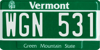 VT license plate WGN531
