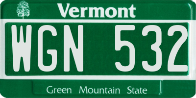 VT license plate WGN532
