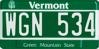 VT license plate WGN534