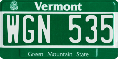 VT license plate WGN535