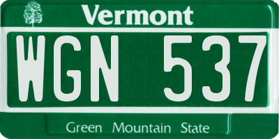 VT license plate WGN537