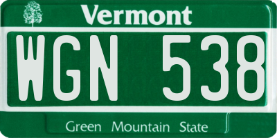VT license plate WGN538