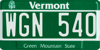 VT license plate WGN540