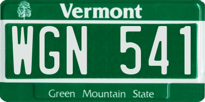 VT license plate WGN541