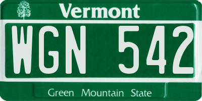 VT license plate WGN542