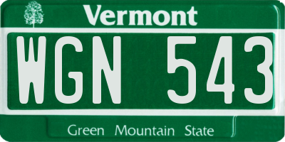 VT license plate WGN543