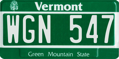 VT license plate WGN547