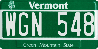 VT license plate WGN548