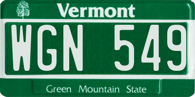 VT license plate WGN549