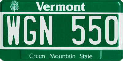 VT license plate WGN550