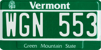 VT license plate WGN553