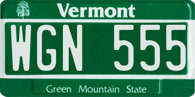 VT license plate WGN555