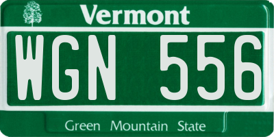 VT license plate WGN556
