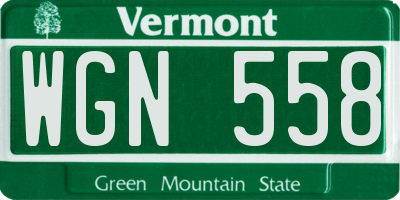 VT license plate WGN558