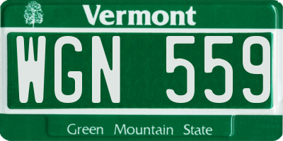 VT license plate WGN559