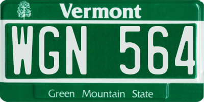 VT license plate WGN564