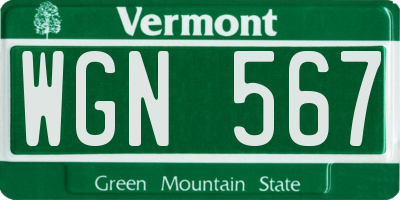 VT license plate WGN567