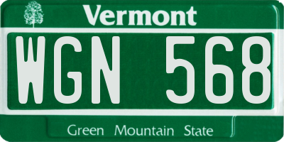 VT license plate WGN568
