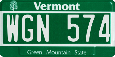 VT license plate WGN574