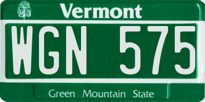 VT license plate WGN575