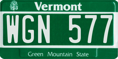 VT license plate WGN577
