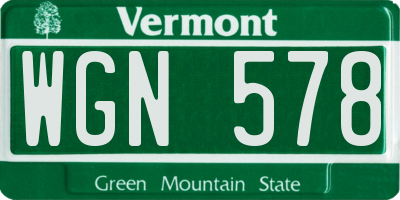 VT license plate WGN578
