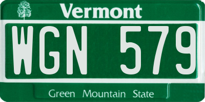 VT license plate WGN579
