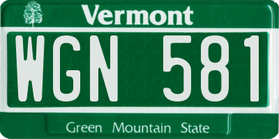 VT license plate WGN581